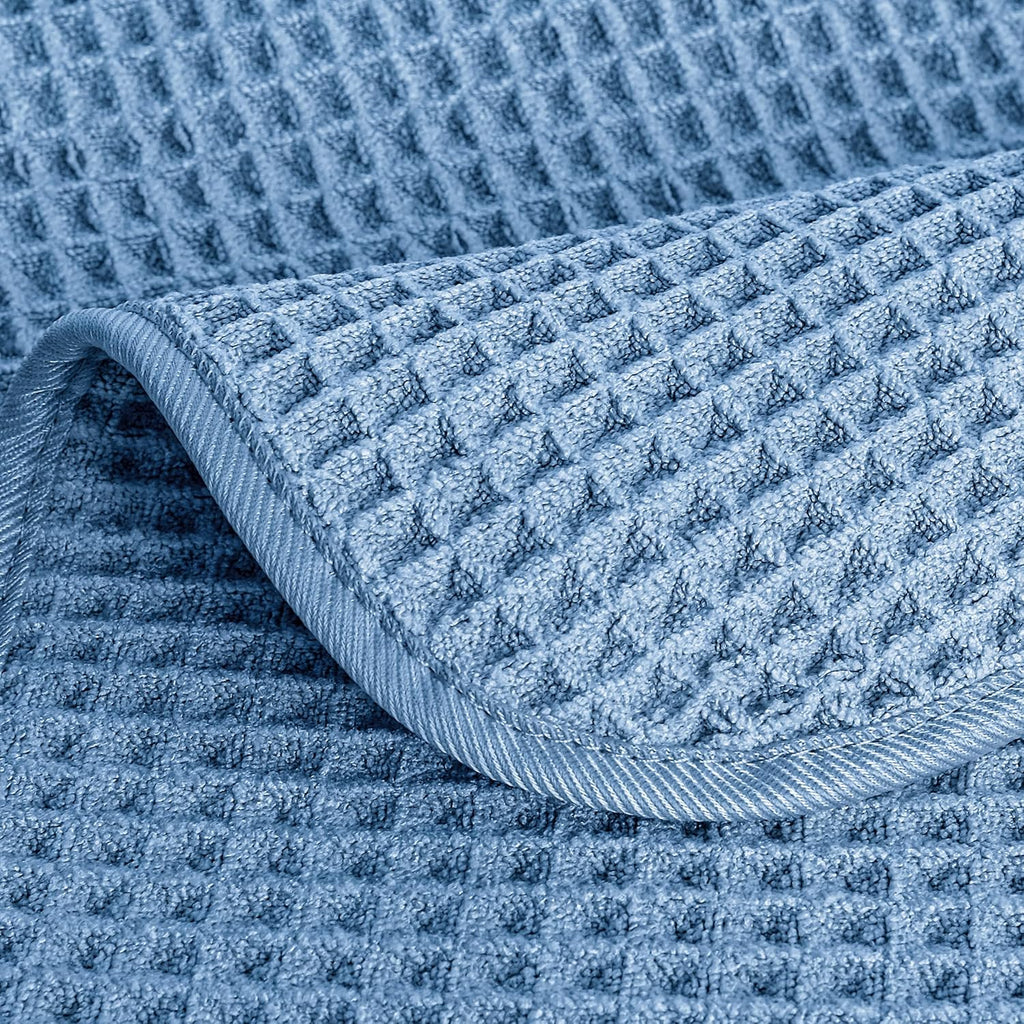 POLYTE Microfiber Lint Free Washcloth Face Towel, 13 x 13 in, 4 Pack (Waffle Weave)