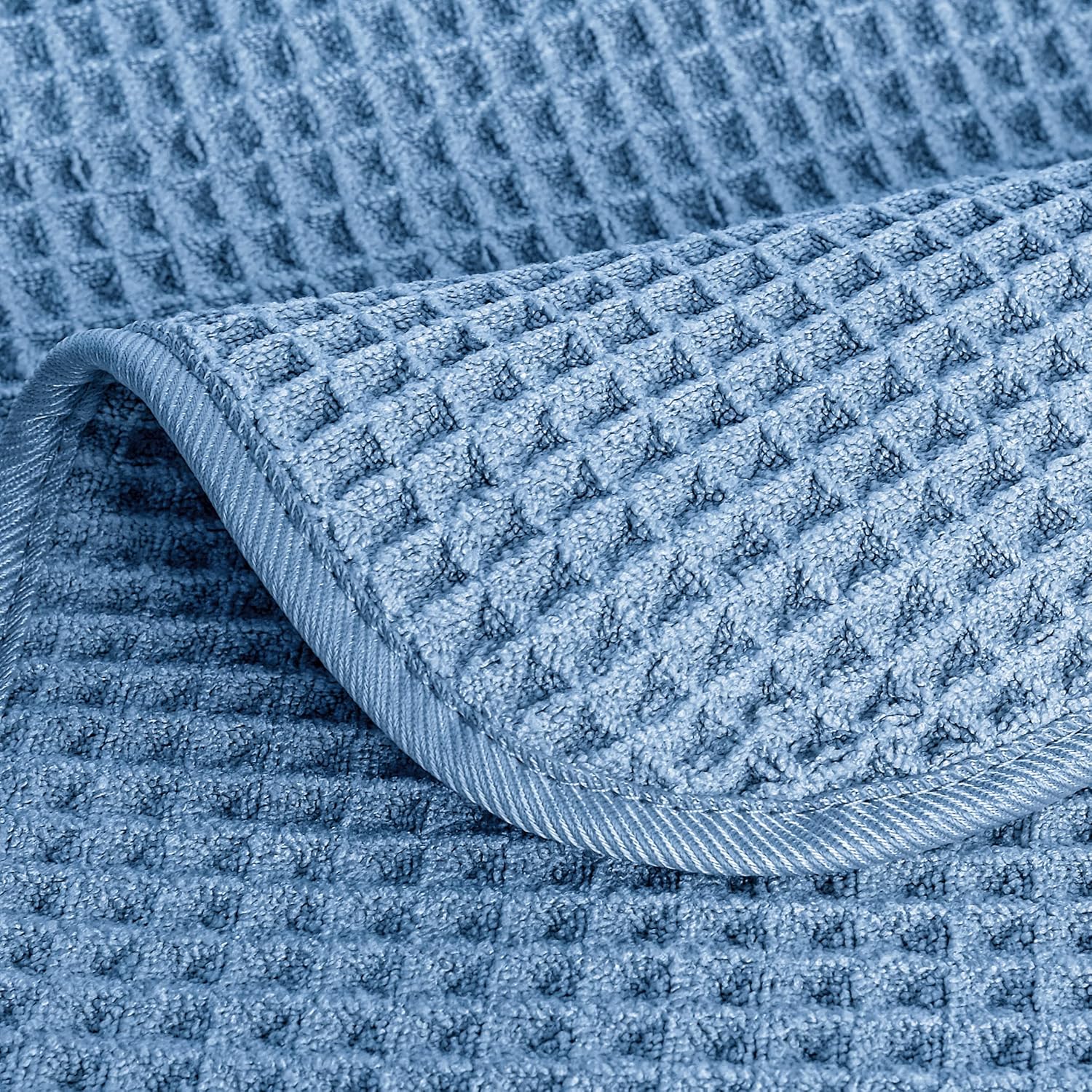 POLYTE Microfiber Lint Free Washcloth Face Towel, 13 x 13 in, 4 Pack (Waffle Weave)