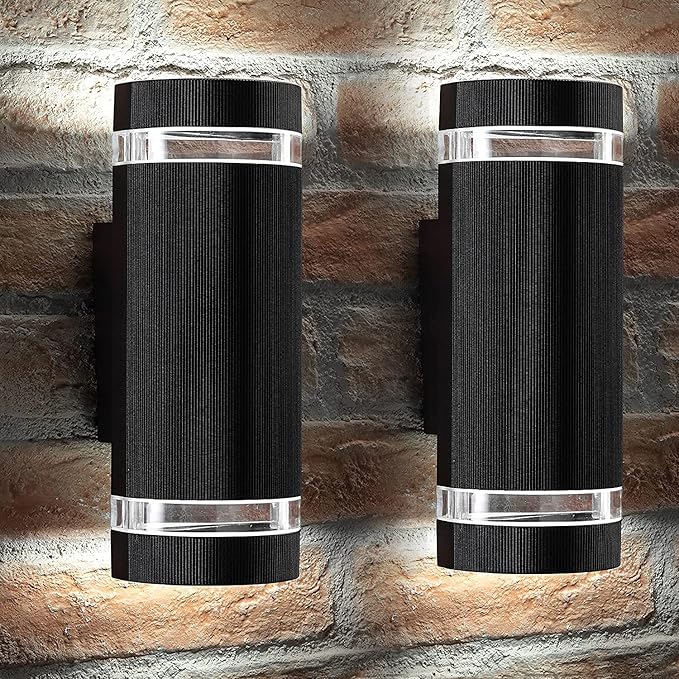 Dusk to Dawn Outdoor Lighting, Bling Exterior Wall Sconce - ETL Listed, Outdoor Light Fixtures Wall Mount Cylinder Design -White Up Down Outdoor Lights for House, Porch, Backyard (2 Pack)