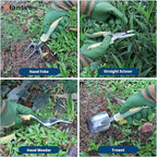 Set of 12 Garden Tool, iHansee Heavy-Duty Aluminum Gardening Hand Tools with Rubber Non-Slip Handle, Garden Apron, Gloves, Kneeling Pad and Storage Bag, Garden Hand Tools Starter Kit Landscaping Tools