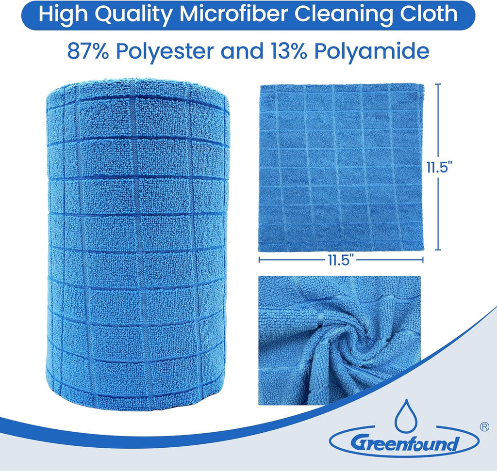 Greenfound Microfiber Cleaning Cloth Roll -80 Pack,Tear Away Towels for Car,Reusable Paper Towels Washable,Super Absorbent,Lint Free Cleaning Rags for House,Kitchen,Window-11.5"×11.5"(Check Blue)