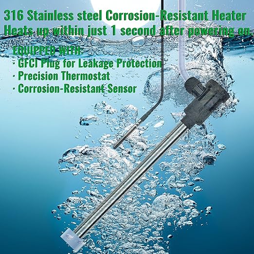 1800W Fully Submersible Water Heater for Hot Tub & Above Ground Pool – Portable Immersion Electric Heater with GFCI & Thermostat for Bathtub, Inflatable Pool, Baptistry, Sap and Bucket