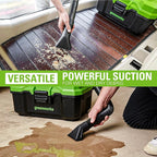 Greenworks 24V Brushless 3 Gallon Cordless Wet/Dry Shop Vacuum with with Hose, Crevice Tool, Floor Nozzle, 4.0Ah Battery and Charger Included
