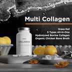 Amen Multi Collagen Peptides Capsules with Hyaluronic Acid and Vitamin C - 5 Types of Collagen Protein Type I, II, III, V, X - Grass Fed Hydrolyzed - 18 Amino Acids - Collagen Supplement - 90 Pills