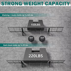 EVERHANGER Garage Wall Shelves, 12 X 48 Inch Wall Mounted Storage Shelves, Heavy Duty Metal Shelving with Hooks, 2 Pack, Black