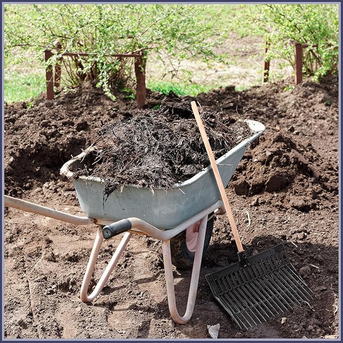 Lasnten Manure Fork Replacement Head, 18 Tines Pitchfork Head with Screws and Nuts, Horse Manure Rake for Picking up Grass and Hay(Black,2 Pcs)