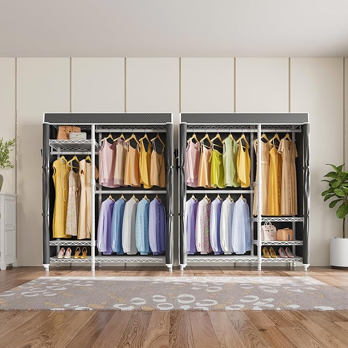 VIPEK V2C Heavy Duty Clothes Rack with Upgraded Polyester Cover, Metal Portable Closet with Adjustable Shelves & Hanging Rods, Freestanding Wardrobe Closet for Bedroom, Max Load 700LBS