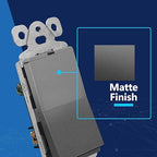 LIDER Minimalist Design Matte Finish Lighted Decorator Switch, Frameless Paddle Light Switch with Locator Light, Grounding Screw, 3-Way or Single Pole, 15A 120V, UL Listed, LS15-3W-SG, Space Gray