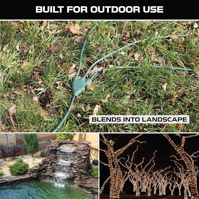 Iron Forge Cable Green 1 to 3 Outdoor Extension Cord Splitter 13 Ft (25 Ft Total Length) - 16 Gauge Power Cord, 3 Prong, 3 Outlets 16/3 SJTW