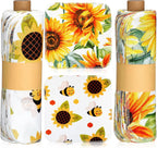 Redbaker 50 Pcs Reusable Paper Towels Paperless Reusable Cotton Cloths Toilet Absorbent Washable Paper Towels with Roll Kitchen Dishcloth for Kitchen Paperless Dishcloths(Sunflower)