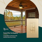 TOPGREENER Kalide Combo Dimmer Switch with 3-Speed Fan Control, Light and Fan Combination Switch, Single Pole, 2.5A, 200W LED/CFL, Neutral Wire Not Required, TGDSFS3-GD,Gold