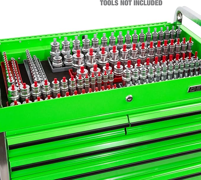 OEMTOOLS 22413 6 Piece SAE and Metric Socket Tray Set, SAE and Metric Socket Storage for Sizes 1/4", 3/8”, and 1/2" Drive, Socket Holders and Socket Organizer Tray for Toolbox, Red/Grey