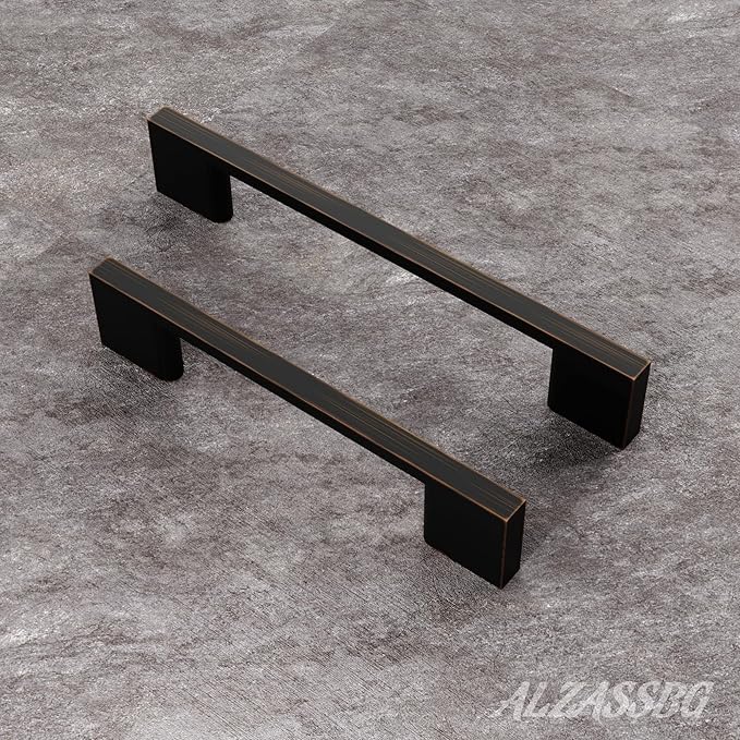 Alzassbg 10 Pack Oil Rubbed Bronze Cabinet Pulls, 10 Inch(256mm) Hole Centers Rectangle Cabinet Handles Kitchen Pulls for Drawers and Cabinets AL3051ORB