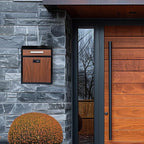 Combination Lock Wall-Mount Mailbox, Wood Vintage Metal Mailboxes for Outside, Security Drop Box with Lock, Large Capacity Mounted Mailbox, Heavy Duty Thickened Mailbox