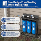 HQUA WF3-02 3-Stage Free-Standing Whole House Water Filtration System, Reduces Heavy Metals (Lead, Mercury, Copper, Nickel, Chromium), Chloramine, Sediment, Odor, and VOC’s
