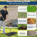 Extra Wide 30" Leveling Rake for Lawn Care - 60in Extendable Stainless Steel Handle with Ergonomic Grip | Professional Grass Leveling Tool for Golf Courses, Soccer Fields, Backyard Turf Maintenance