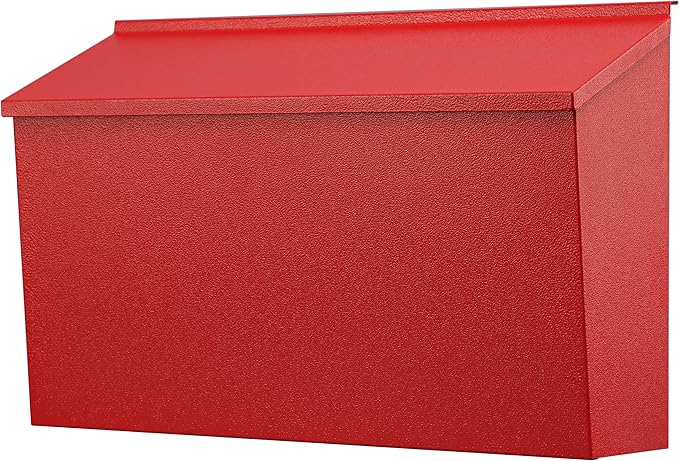 KYODOLED Wall-Mount Mailbox, Large Capacity Mail Box, Galvanized Steel Rust-Proof Metal Post Box, Mailboxes for Outside,15.7"x9.9"x4.9" Red