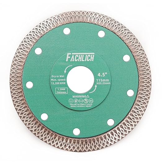 Diamond Porcelain Saw Blade 4-1/2" Tile Blade Ceramic Cutting Disc 115MM with X Teeth Turbo Mesh Rim for Ceramic Tile Porcelain Granite