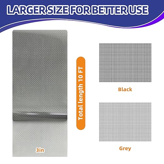 KING MOUNTAIN Grey Window Screen Repair Tape,3inX10FT Heavy Duty Screen Repair Kit for Window Screen and Screen Door,Strong Adhesive & Waterproof Window Screen Patch