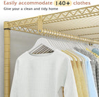 Raybee Clothing Rack with Wheels,Clothes Rack for Hanging Clothes,Portable Closet,2 Shelves,Yellow