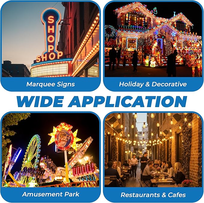 OHLECTRIC Yellow Night Light Bulbs (10-Pack) 11-Watt S14 Sign Bulb, Decorative Light Bulbs, E26 Medium Base, Colorful Bulbs, Dimmable, Sign Replacement Lamp for Indoor & Outdoor Use. Avg Hours 5000