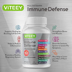 11 in 1 Multivitamin Immune Defense Supplement - Immune Booster Capsules with Vitamin D3, Vitamin B6, Echinacea, Turmeric, Rose-HIPS, Selenium, BioPerine, Ginger, Elderberry Vitamin C and Zinc