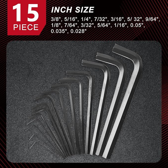 35-Piece Allen Wrench Sets Metric and Standard Hex Key Set, Allen Key Set, MM(0.7mm-10mm) SAE(0.028"-3/8), Chrome Vanadium Steel