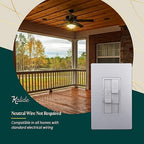 TOPGREENER Kalide Combo Dimmer Switch with 3-Speed Fan Control, Light and Fan Combination Switch, Single Pole, 2.5A, 200W LED/CFL, Neutral Wire Not Required, TGDSFS3-SV, Silver