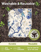 6 Pack Swedish Dishcloths for Kitchen - Reusable Dish Cloths for Washing Dishes Absorbent Cute Funny Kitchen Towels Cleaning Sponge, Blue Floral