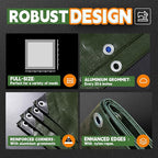 RAINDEWAY Tarps Heavy Duty Waterproof 6x12 Feet,10.5 Mil Waterproof Tarps for Outdoors,Multipurpose Poly Tarp Cover with Metal Grommets and Reinforced Edges,Green/Blue