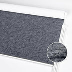 ALLBRIGHT 100% Blackout Roller Blinds Woven Shades with Striped Jacquard, Cordless Window Shades, UV Protection Fabric, Easy-Install for Indoor Home & Office, Dark Blue, 37" W x 72" H