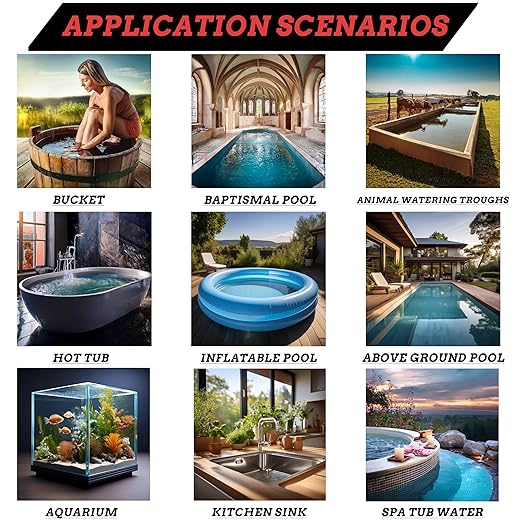 1500W Bathtub 316SS Immersion Water Heater with Temp Control & GFCI – Submersible Electric Heater for Hot Tub, Spa, Bucket, Baptistry, Above-Ground Pool, Inflatable Pool and Swimming Pool