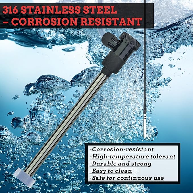 2000W Bathtub 316SS Immersion Water Heater with Temp Control & GFCI – Submersible Electric Heater for Above-Ground Pool, Bucket, Baptistry, Spa, Hot Tub, Baptismal Pool and Inflatable Pool