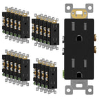 ENERLITES Matte Black Decorator Receptacle, Standard Electrical Wall Outlet, 15A 125V, Self-Grounding, 2-Pole, 3-Wire, 5-15R, UL Listed, 61502-TR-MBK, 20 Pack, Tamper Resistant