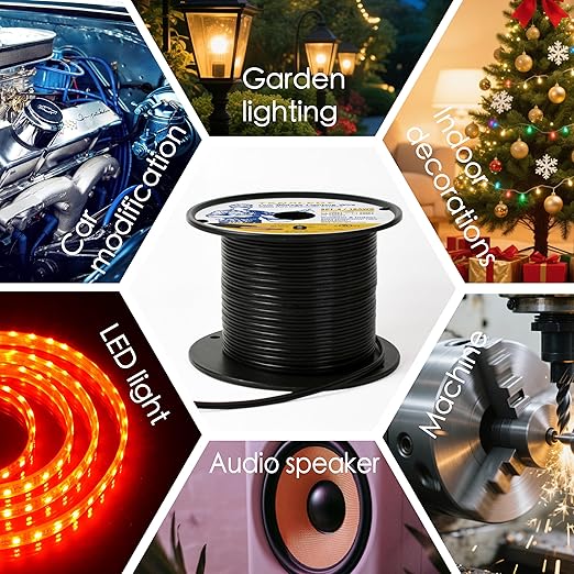 Extension Electrical Wire18/2 SPT-2W Bulk Lamp Cord, 300-Volt 18-Gauge, 50-feet Spool, Black,UL Listed