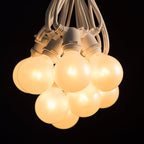 Hometown Evolution, Inc. 100 Foot C9 Commercial Exterior Globe String Lights with 80 G50 2 Inch White Satin Bulbs (White Wire) for Weatherproof Heavy Duty Vintage Outside Lighting