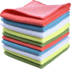 SINLAND Microfiber Dish Cloth for Washing Dishes Towels Rags Best Kitchen Washcloth Cleaning Cloths with Poly Scour Side -Used for Plates, Bowls and Dishes, 5 Color Assorted 12inchx12inch 10pack