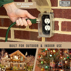 3 Outlet Outdoor Extension Cord 100 ft, SJTW 16 AWG Heavy Duty Green Extension Cord with Multiple Outlets Pigtail, Weatherproof Exterior Cable 3 Prong for Landscaping, Garden, Lawn & Yard