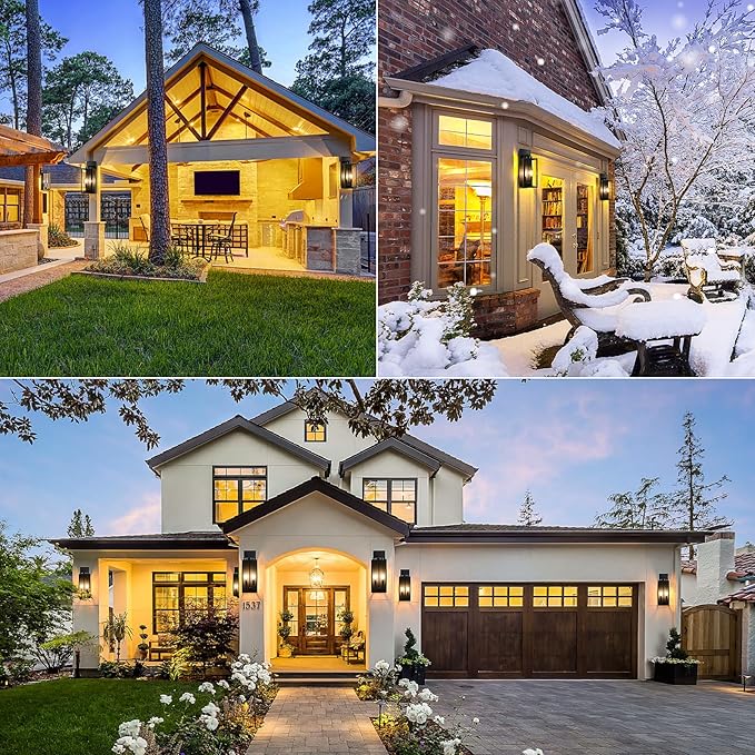 18in Large Outdoor Wall Light Fixtures, Exterior Lighting Fixtures Porch Sconces Wall Mounted, Waterproof Black Outdoor Wall Lanterns Lamps, Outside Lights for House Patio Front Door Entryway, 2-Pack