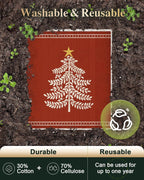 6 Pack Christmas Swedish Dishcloths for Kitchen - Reusable Dish Cloths for Washing Dishes Absorbent Cute Holiday Kitchen Towels Cleaning Sponge, Red Xmas Theme