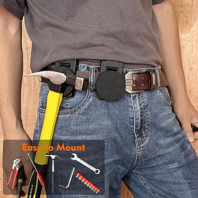 MUTUACTOR Magnetic Tool Belt Clip,Heavy-Duty Magnet Tool Holder for Belt Clip,1 Set Anti-Slip Magnetic Clip Tool Belt Accessories for Hammer Screwdrivers Adjustable Wrench Magnet Tools and Hardware