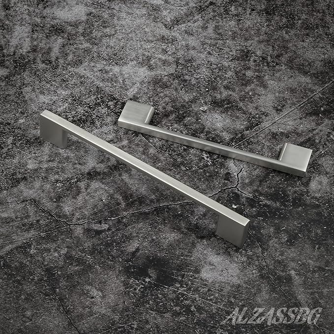 Alzassbg 5 Pack Brushed Satin Nickel Cabinet Pulls, 11-1/3 Inch(288mm) Hole Centers Rectangle Cabinet Handles Kitchen Pulls for Drawers and Cabinets AL3051SN