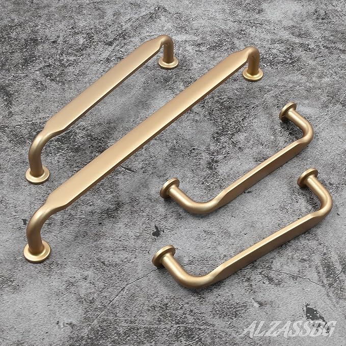 Alzassbg 10 Pack Champagne Copper Cabinet Handles, 7-1/2 Inch(192mm) Hole Centers Arch Modern Cabinet Pulls Kitchen Cabinets Hardware for Cabinets and Drawers AL3503SCG