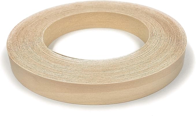 Edge Supply Birch Pre-Finished 7/8 inch X 50 ft Roll Preglued, Veneer Edge Banding, Flexible Wood Tape, Easy Application Iron On with Hot Melt Adhesive. Clear UV Laquer Finish Wood Edging