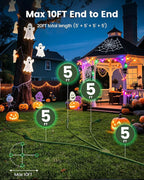 SURAIELEC Outdoor Extension Cord with Multiple Outlets, (5+5+5+5) 20FT Total,10FT End to End, 1-3 Multi Plug Splitter, 16/3C SJTW, for Landscape, Christmas Lights, Halloween Decorations, Green