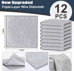 Navona 12 Pcs New Upgrade Steel Wire Dishcloth,Triple-Layer Steel Wire Cleaning Cloth,Powerful Cleaning Non-Scratch Wire Dishcloth Rag for Cookware, Sinks, Dishes, Stove Tops