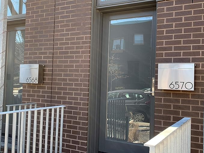 Vsons Modern Design Mailbox, Wall-Mount Mailbox Vsons Design Mitch SE (Brushed Stainless Steel with Engraved Numbers)