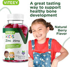 Zinc for Kids Gummies, 25mg - Immune Support for Kids & Teens - Powerful Natural Antioxidant, Kids Zinc Vitamin Supplement - Vegan, Gelatin Free, Gluten Free - Tasty Chewable Berry Flavor Gummy
