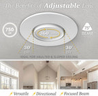 NUWATT 24 Pack 4 Inch Gimbal LED Recessed Lighting Retrofit, 4" Sloped Ceiling Light, 5 CCT 2700K/3000K/3500K/4000K/5000K, Dimmable, High Output 750LM, 10W, 90 CRI Eyeball Lights, Aluminum Trim, ETL