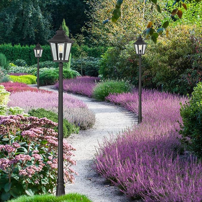 Outdoor Lamp Post Light, Waterproof Outdoor Classic Street Lights with Clear Glass for Backyard, Patio, Garden, Lawn, Pathway, Driveway